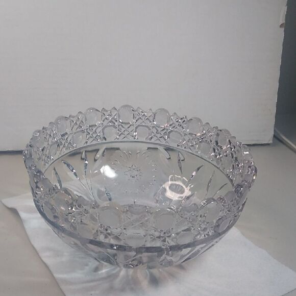 Vintage American Brilliant Cut Crystal Elegant Clear Glass Bowl Heavy - Picture 1 of 9